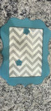 Teal ornate picture frames on chevron boards - thumbnail 2 of 6