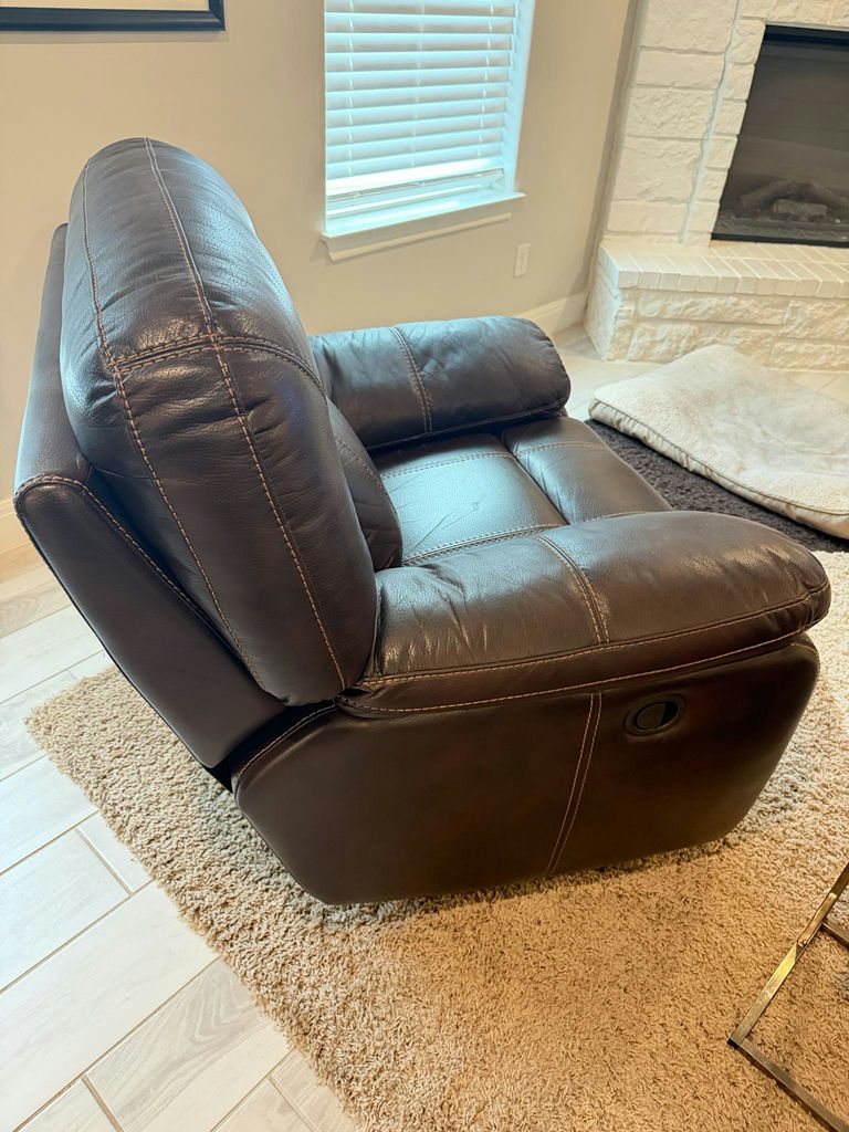 Top-Grain Leather Single Recliner, Dark Brown - image 5 of 6