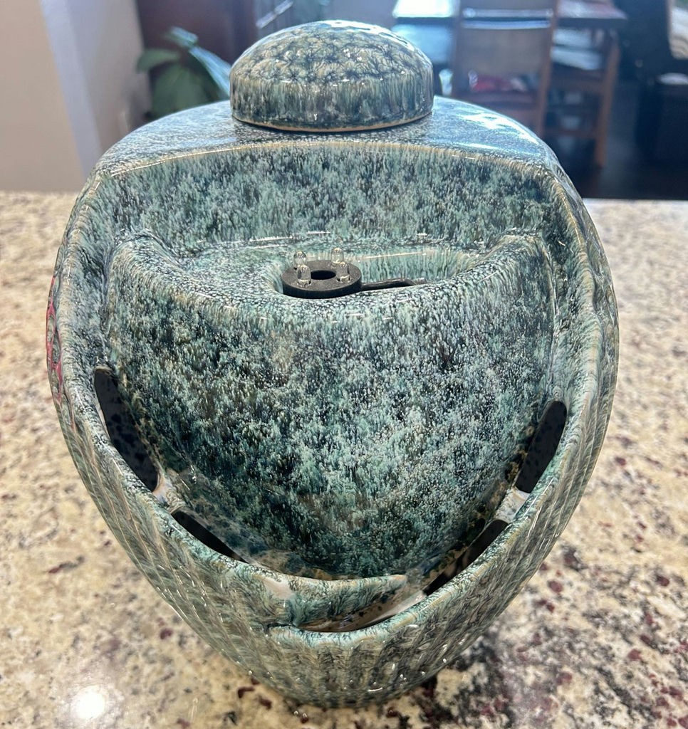 Green/Teal Glazed Ceramic Garden Fountain, Electric, Medium - image 3 of 5