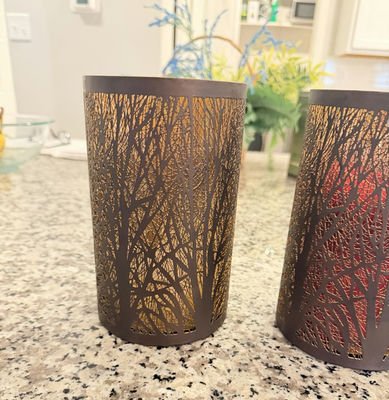 Set of 2 Dark Bronze Metal Votive Candle Holders with Gold Interior - Image 1 of 4