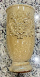 Beige/Tan Brown Glazed Ceramic Vase with Embossed Floral Design - thumbnail 1 of 5