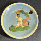Teal-blue glazed ceramic tea service with hand-painted figures and cactus motifs - thumbnail 6 of 12