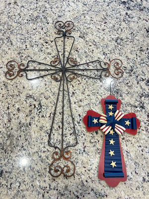 Set of Two Decorative Wall Crosses, Mixed Materials & Styles - Image 1 of 5