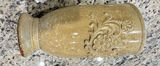 Beige/Tan Brown Glazed Ceramic Vase with Embossed Floral Design - thumbnail 3 of 5