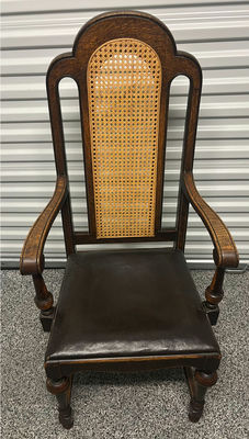 Wooden Armchair with Cane Back - Image 1 of 5