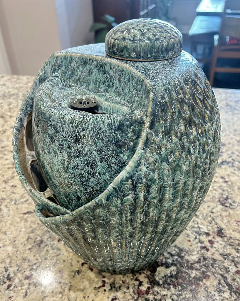 Green/Teal Glazed Ceramic Garden Fountain, Electric, Medium - image 1 of 5