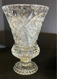 Two crystal cut-glass goblets and a lime-green floral plate with gold handles - thumbnail 3 of 6