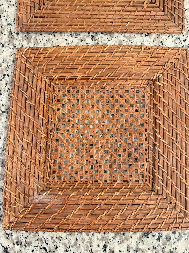 Woven Rattan/Wicker Square Trays or Large Coasters, Set of 3 - image 2 of 3