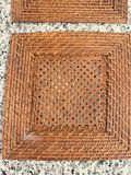 Woven Rattan/Wicker Square Trays or Large Coasters, Set of 3 - thumbnail 2 of 3