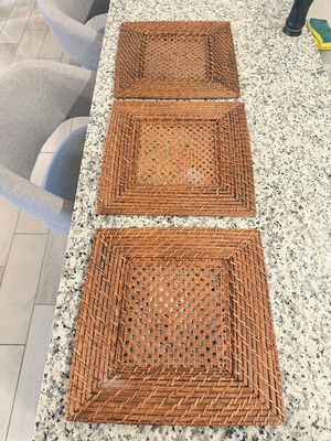 Woven Rattan/Wicker Square Trays or Large Coasters, Set of 3 - Image 1 of 3