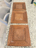 Woven Rattan/Wicker Square Trays or Large Coasters, Set of 3 - thumbnail 1 of 3