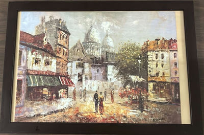 Framed City Street Scene Painting - Image 1 of 7