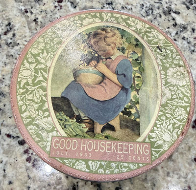Good Housekeeping 1933 Decorative Tin, Pink and Green Floral - Image 1 of 5