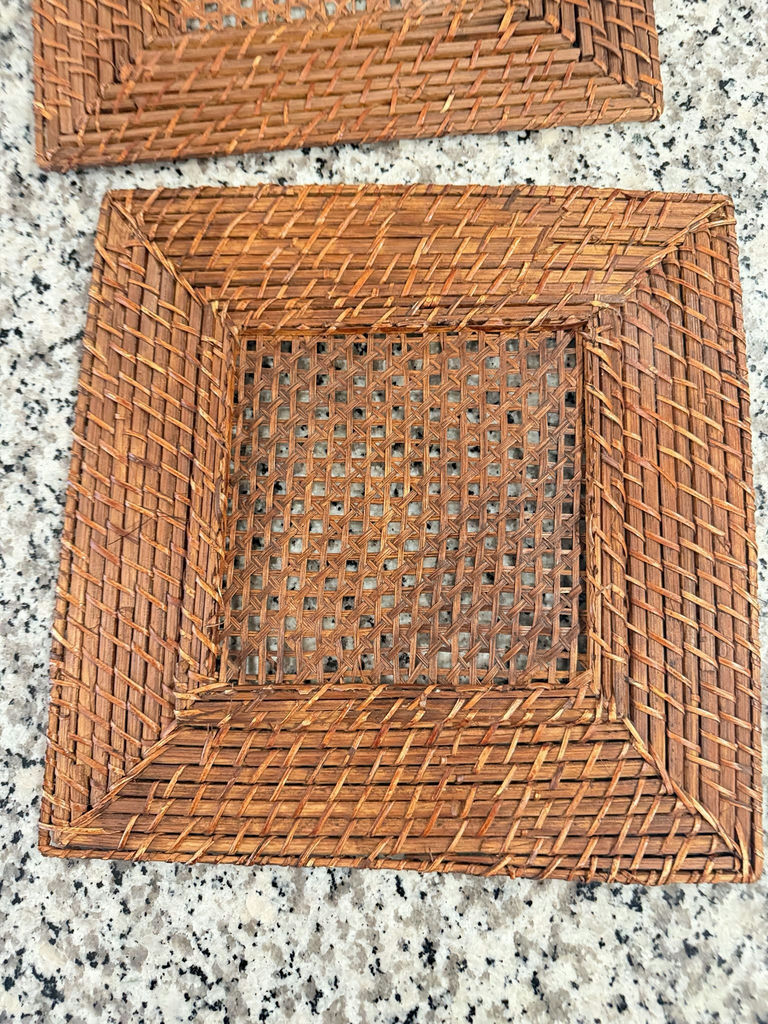Woven Rattan/Wicker Square Trays or Large Coasters, Set of 3 - image 3 of 3