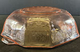 Pink embossed glass bowl with sunburst bottom - thumbnail 3 of 5