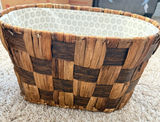 Lot of 4 Wicker, Wood and Fabric-Lined Decorative Baskets with Handles - thumbnail 2 of 5