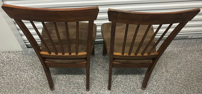 Two Wooden Dining Chairs with Upholstered Seats - Image 1 of 4