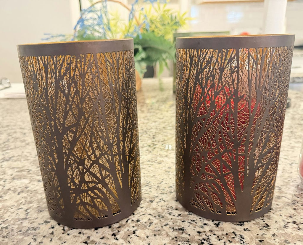 Set of 2 Dark Bronze Metal Votive Candle Holders with Gold Interior - image 2 of 4