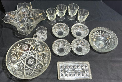 Cut glass crystal dinnerware and serving set - Image 1 of 8