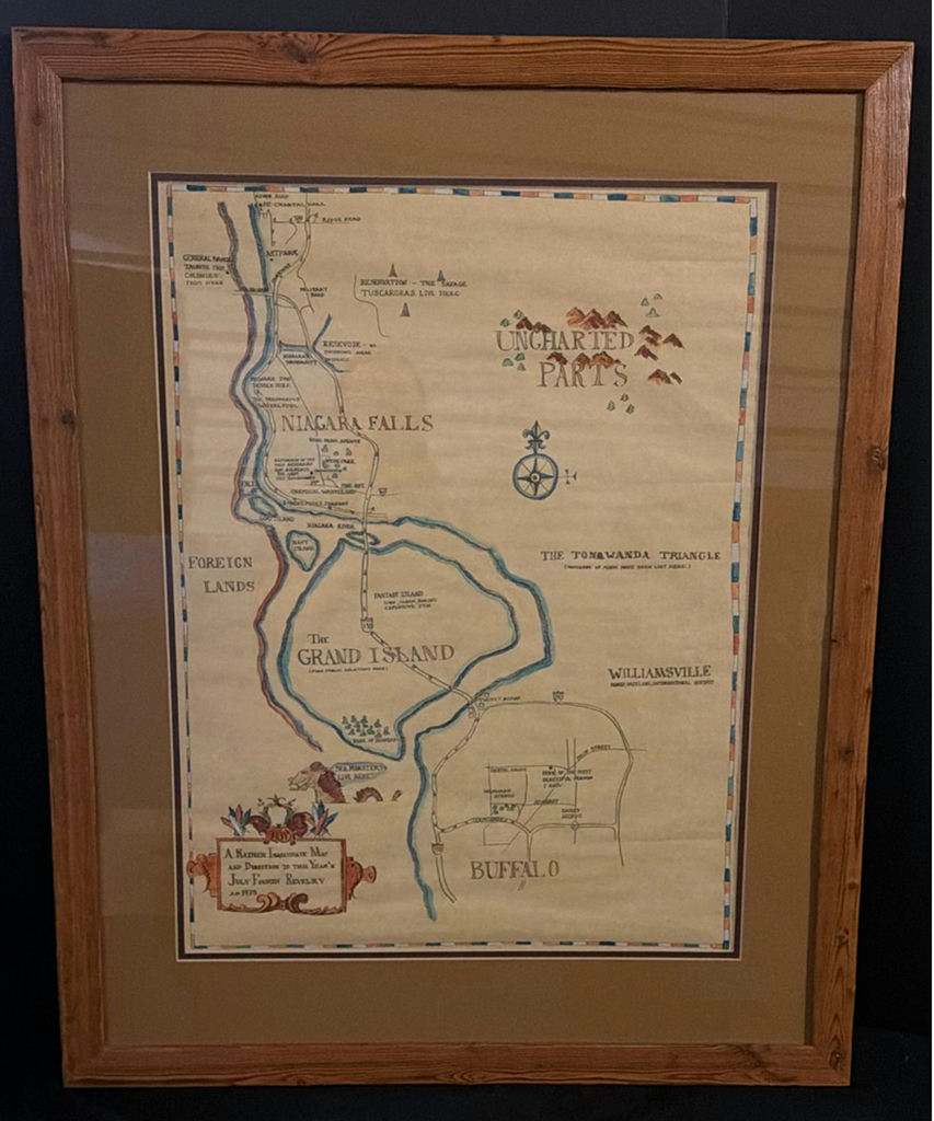 Framed vintage map illustration of Niagara Falls and Buffalo area - image 1 of 5