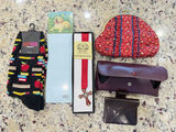 Lot of Novelty Socks, Bookmark, Eyeglasses with Cases & Small Pouches - thumbnail 1 of 6