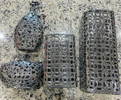 4-Piece Silver Chrome Metal Vase Set, Modern/Contemporary - Image 1 of 5