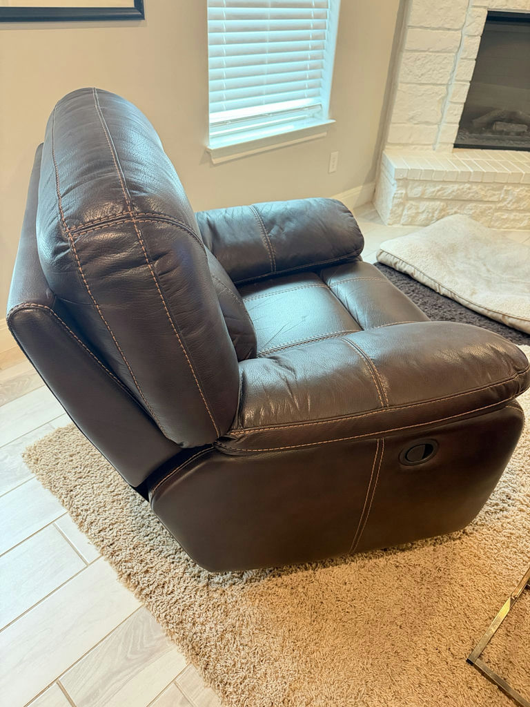 Top-Grain Leather Single Recliner, Dark Brown - image 6 of 6