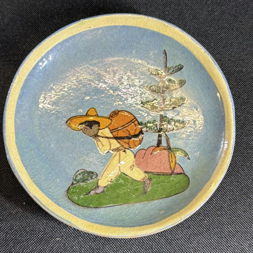 Teal-blue glazed ceramic tea service with hand-painted figures and cactus motifs - image 5 of 12