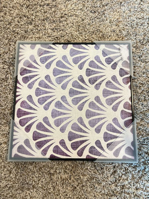 8 x 8 in Square Framed Purple & White Abstract Print - Image 1 of 2