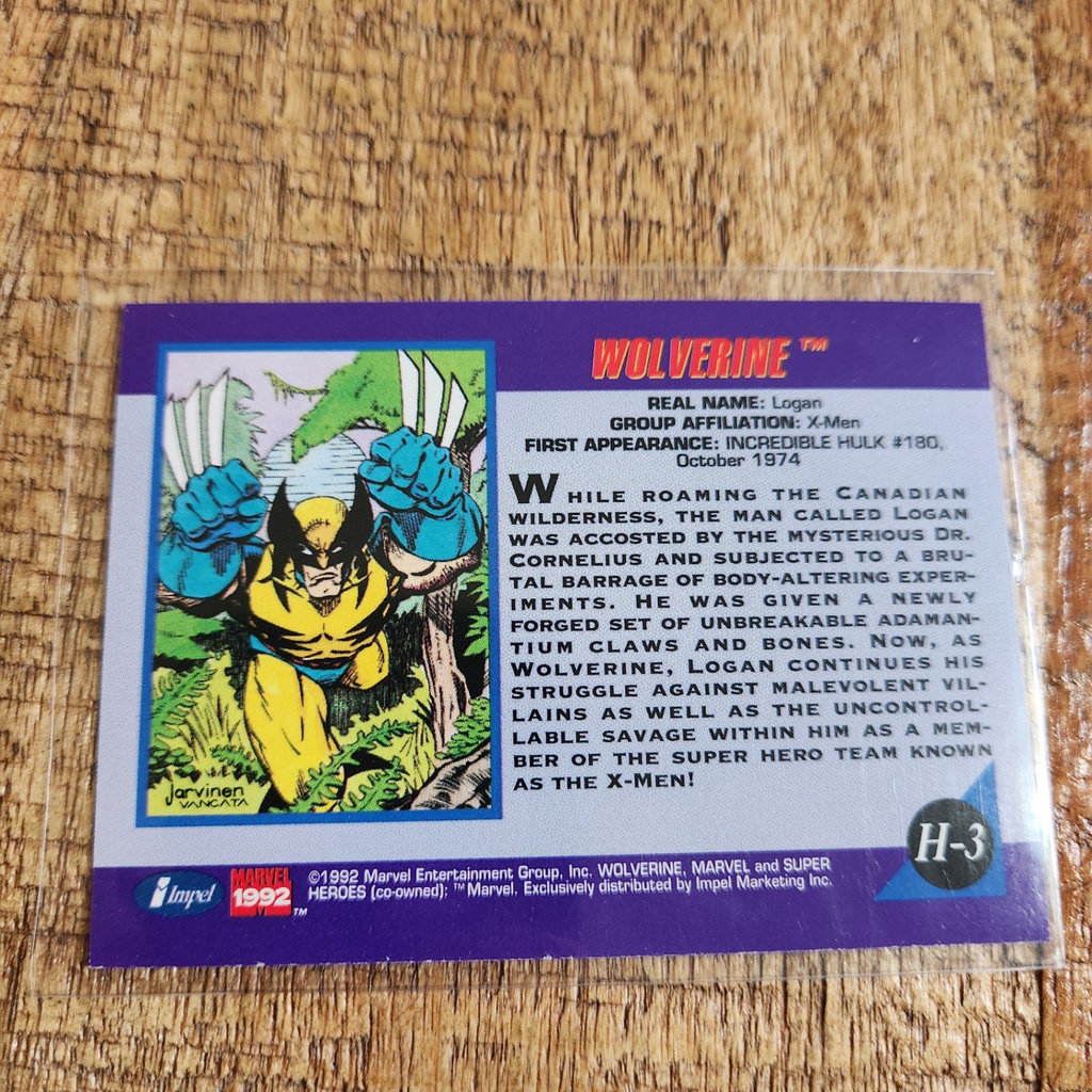 1992 Impel Wolverine Holo Card H-3 - image 2 of 2