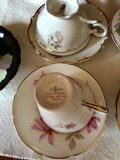 Floral bone china teacups and saucers with gold trim - thumbnail 4 of 7