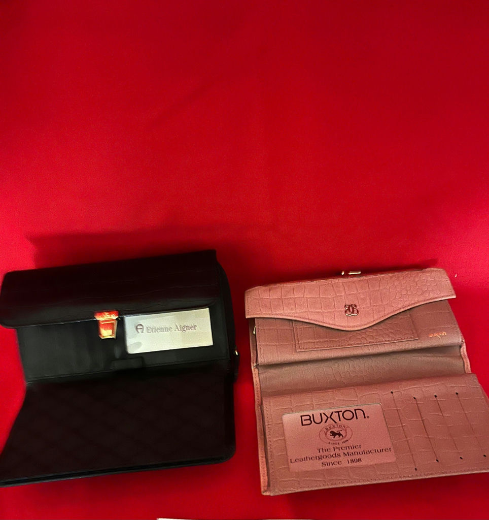 Etienne Aigner black wallet and Buxton pink crocodile-embossed wallet - image 3 of 3