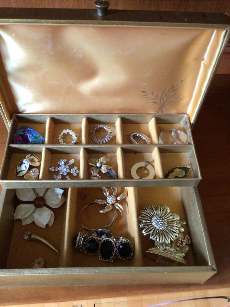Assorted jewelry in a compartmentalized storage box - image 1 of 4
