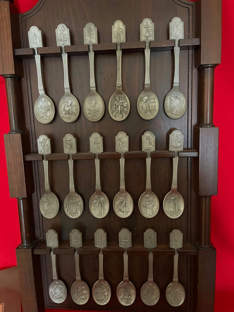 The Craftsmen of America Spoon Collection on Wooden Display Rack - image 1 of 4