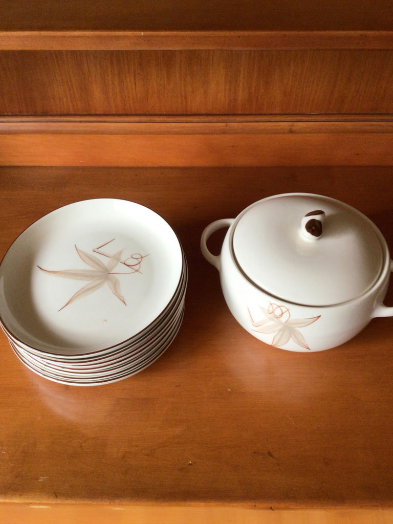 Winfield White porcelain dinnerware set with floral motif (plates and lidded tureen) - image 1 of 2