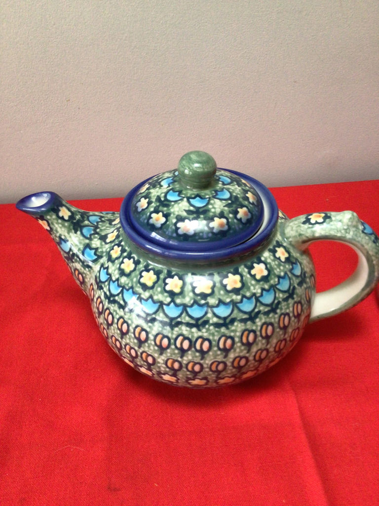 Hand-painted ceramic teapot and clear glass teapots with lids - image 2 of 5