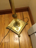 Brass floor lamp with square decorative base and fabric shade - thumbnail 2 of 2