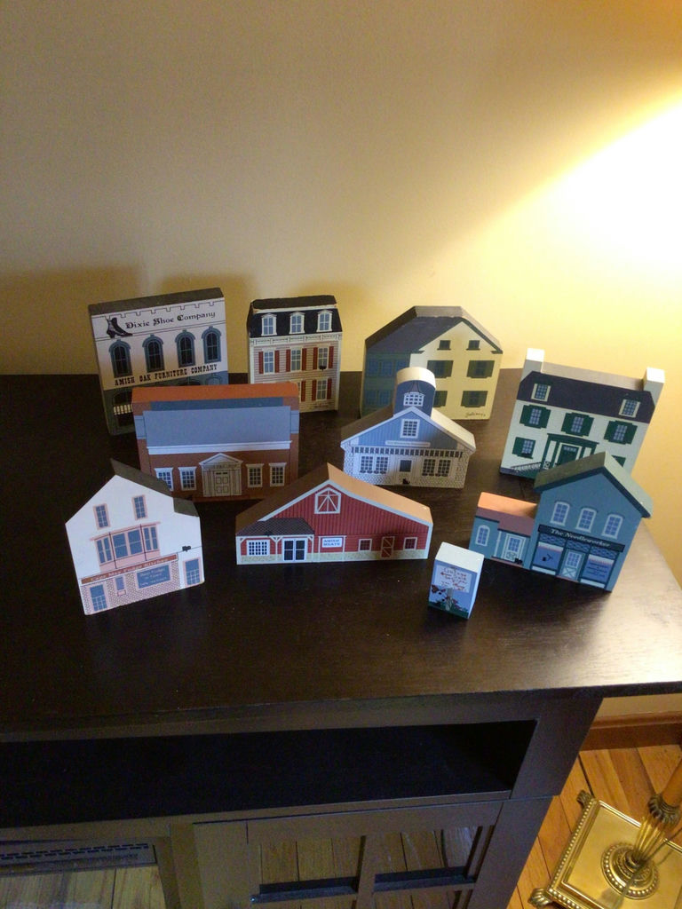 Set of wooden miniature town buildings - image 1 of 6