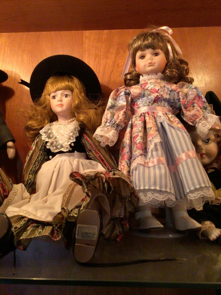 Handmade fabric rag dolls in vintage-style clothing - image 2 of 4