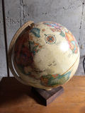 Globe on wooden stand with meridian ring - thumbnail 1 of 2