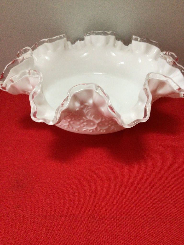 Fenton Milk glass ruffled-edge compote bowl - image 3 of 3