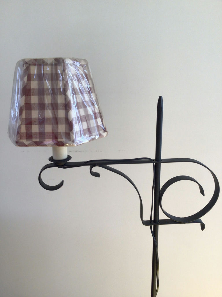 Floor lamp with plaid lampshade and decorative scrollwork - image 2 of 2