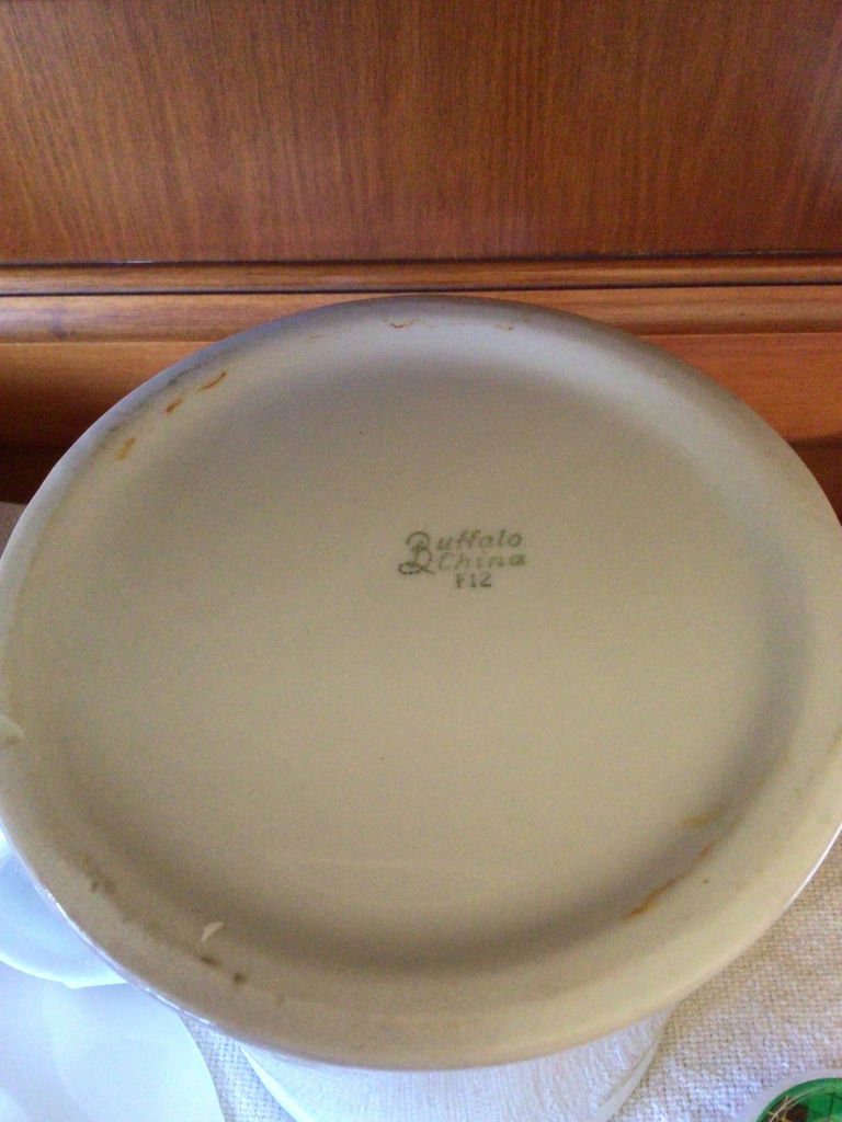 Floral plate, purple ribbed bowl, and white pitcher - image 3 of 5
