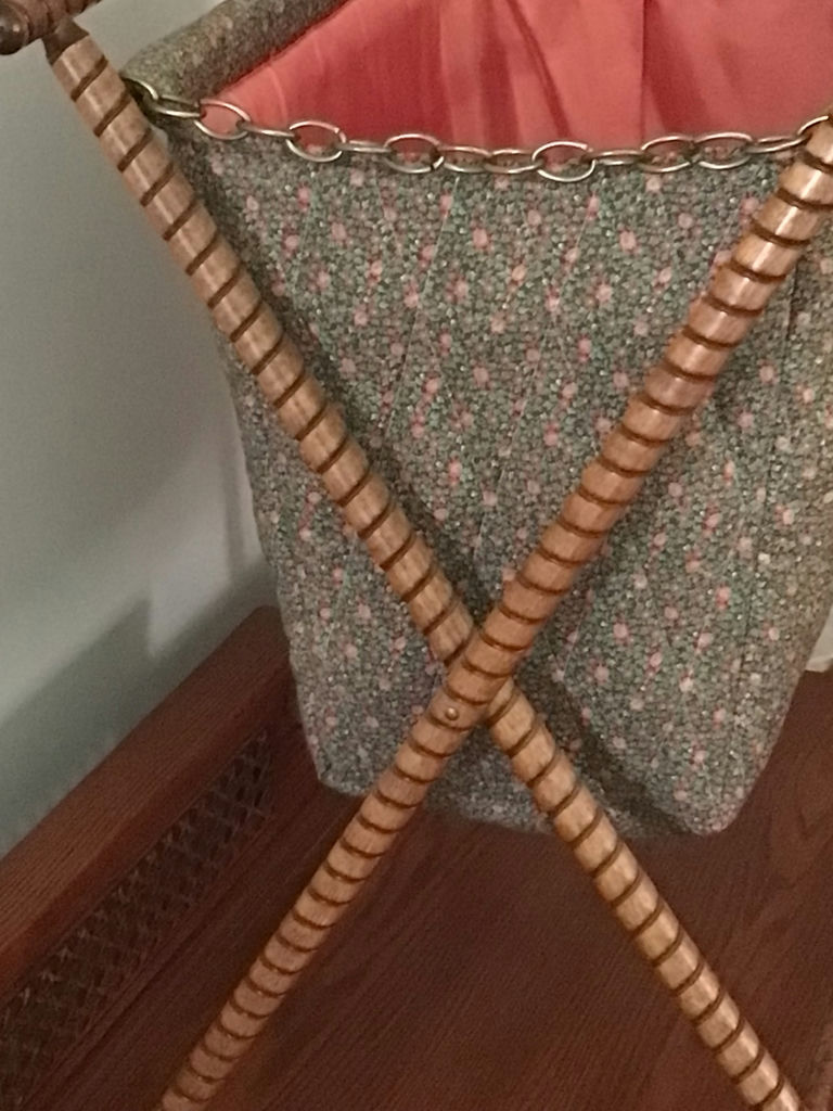 Wicker folding laundry rack with fabric bag - image 3 of 3
