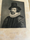 Antique book with marbled cover and Francis Bacon biography with portrait engraving - thumbnail 3 of 3