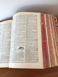 Open antique dictionary with pressed leaf and handwritten inscription - thumbnail 2 of 4