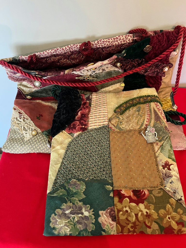 Patchwork textile bags with rope handles - image 1 of 1