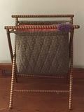 Wicker folding laundry rack with fabric bag - thumbnail 1 of 3