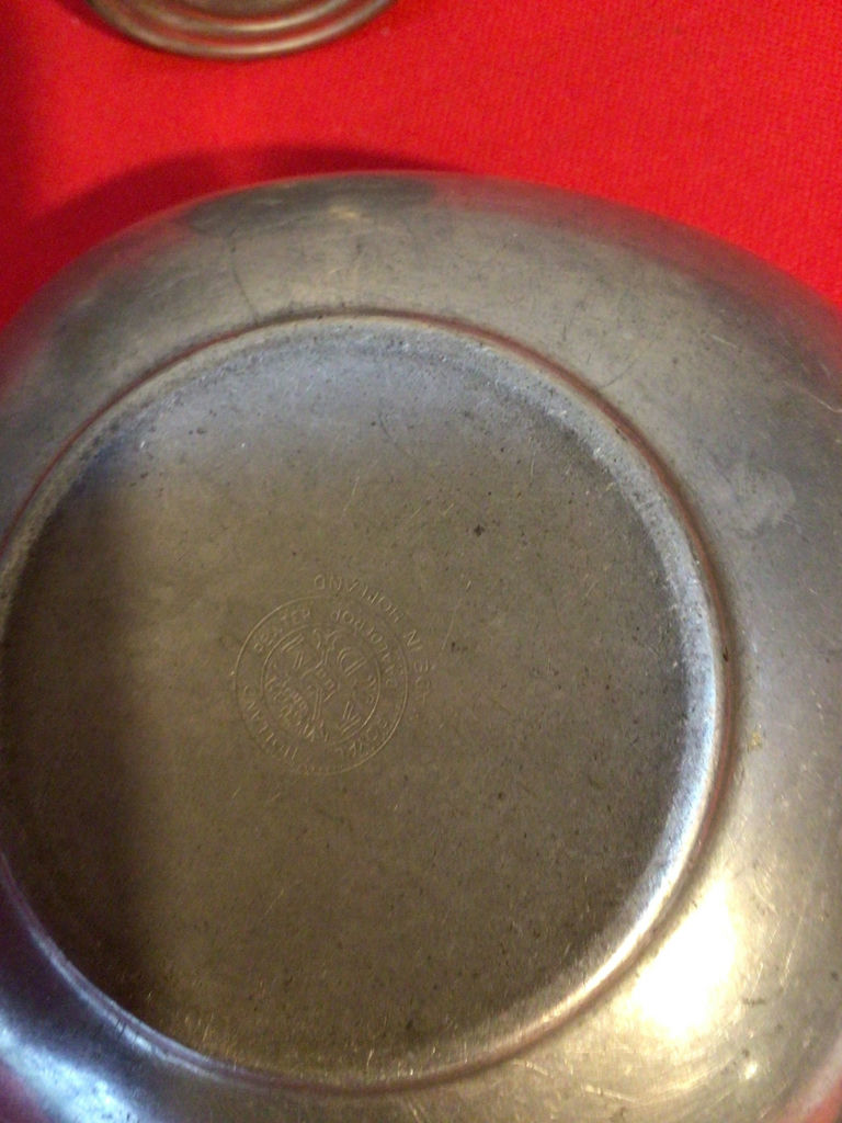 Pewter pitcher, salt and pepper shakers, and serving dish - image 3 of 4
