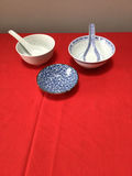 Blue-and-white Chinese porcelain bowls and spoon set - thumbnail 1 of 4